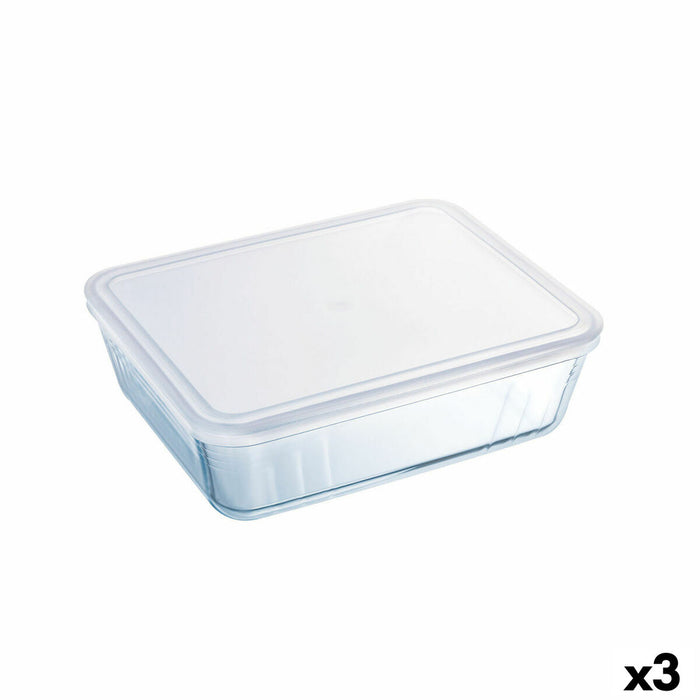 Fiambrera Rectangular con Tapa Pyrex Cook&freeze 28 x 23 x 10 cm 4,2 L Transparente Vidrio Silicona (3 Unidades)