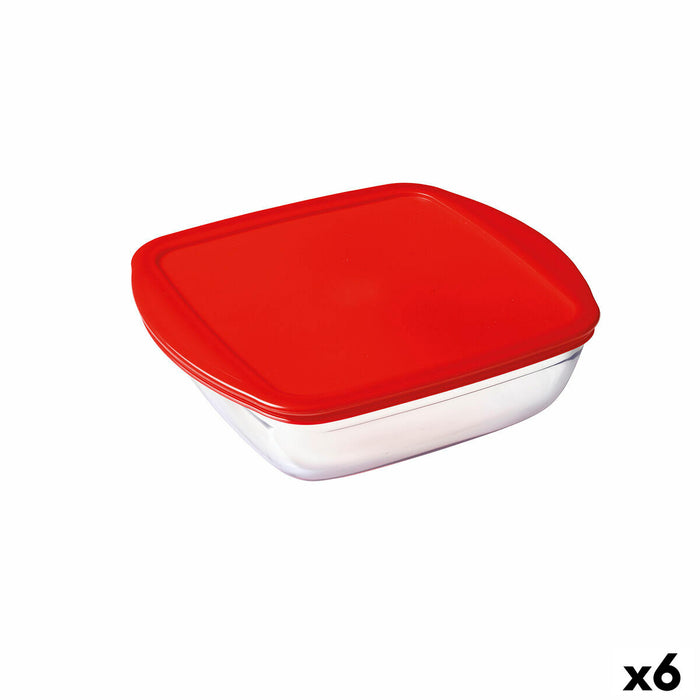 Fiambrera Cuadrada con Tapa Ô Cuisine Cook & Store Rojo 1 L 20 x 17 x 6 cm Silicona Vidrio (6 Unidades)