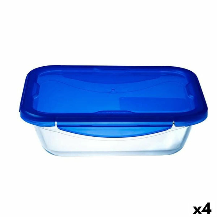 Fiambrera Hermética Pyrex Cook&go 30 x 23 cm 3,3 L Rectangular Azul Vidrio (4 Unidades)