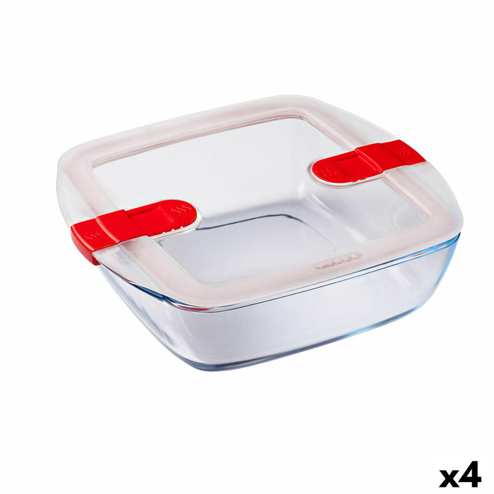 Boîte à lunch hermétique Pyrex Cook & Heat 25 x 22 x 7 cm 2,2 L Transparent verre (4 Unités)