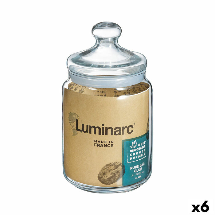 Tarro Luminarc Club Transparente Vidrio 1,5 L (6 Unidades)