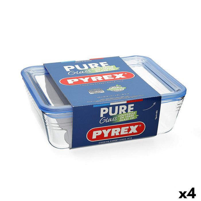 Fiambrera Hermética Pyrex Pure Glass Transparente Vidrio (2,6 L) (4 Unidades)