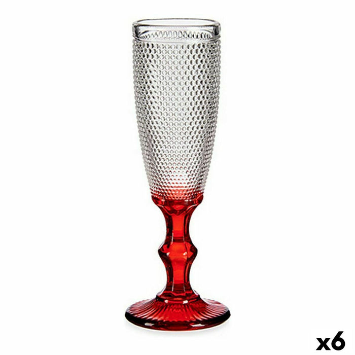 Champagne glass Red Transparent Points Glass 6 Units (180 ml)