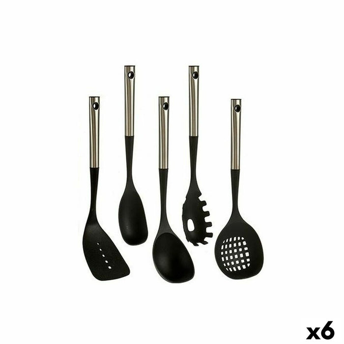 Juego de Utensilios de Cocina Negro Plástico 8,5 x 35 x 20,5 cm (6 Unidades)