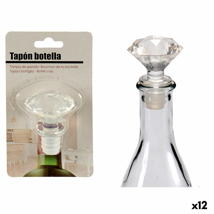 Tapón hermético para botella Transparente 4,5 x 14,5 x 8,5 cm Diamante (12 Unidades)