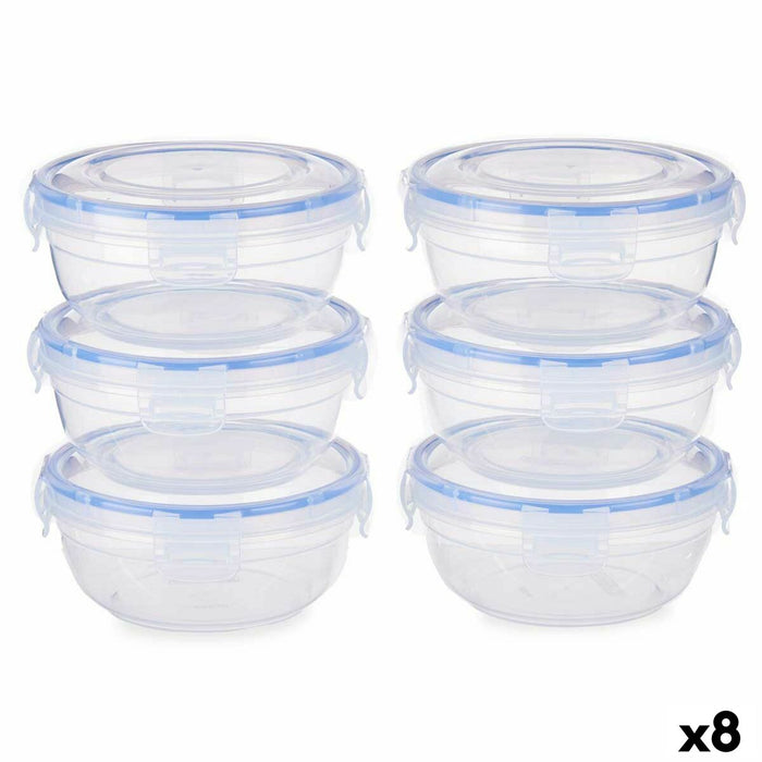 Set de Fiambreras Hermético Azul Transparente Plástico 800 ml 15,5 x 7,5 x 15,5 cm (8 Unidades)