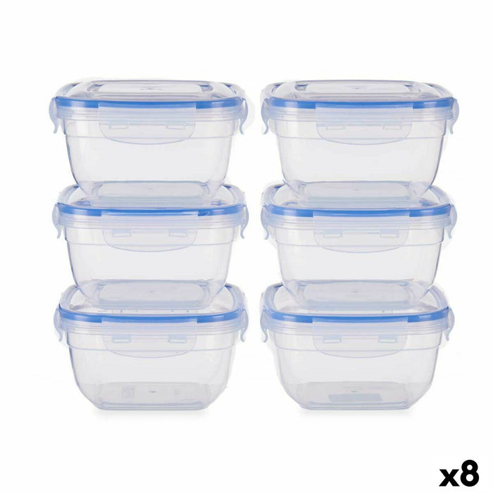 Set de Fiambreras Hermético Azul Transparente Plástico 900 ml 14,5 x 8,5 x 14,5 cm (8 Unidades)