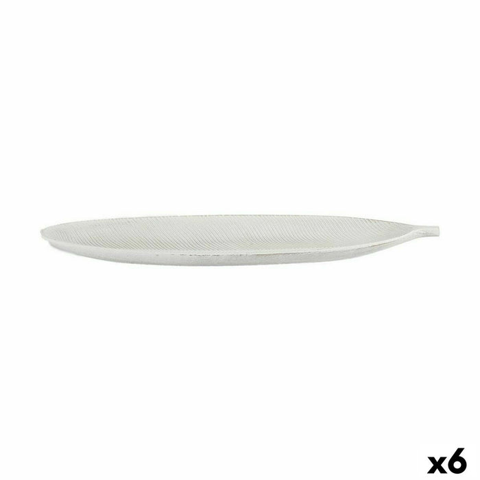 Bandeja Blanco Madera MDF Hoja de planta 49 x 2,7 x 17,3 cm Decoración (6 Unidades)