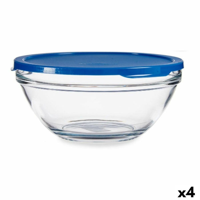 Fiambrera Redonda con Tapa Chefs Azul 2,5 L 23,7 x 10,1 x 23,7 cm (4 Unidades)