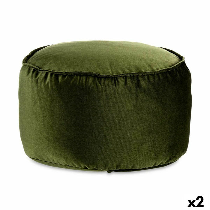 Pouf Velours Vert 60 x 39 x 60 cm (2 Unités)