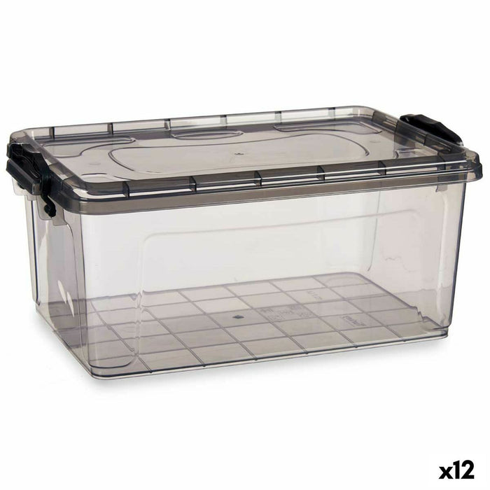 Caja de Almacenaje con Tapa Antracita Plástico 13,7 L 27,5 x 18 x 42,5 cm (12 Unidades)