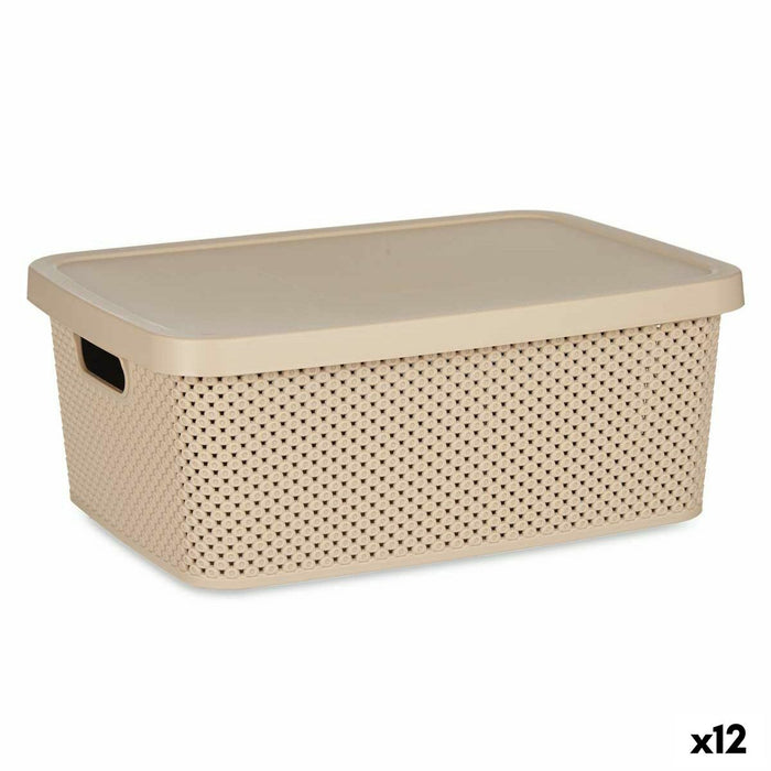 Caja de Almacenaje con Tapa Beige Plástico 13 L 28 x 15 x 39 cm (12 Unidades)