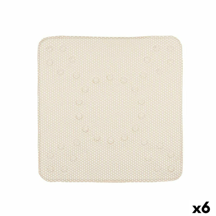 Non-slip Shower Mat Beige PVC 53 x 52,5 x 1 cm (6 Units)