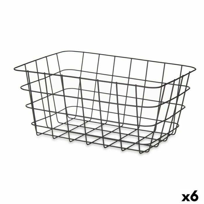 Cesta Multiusos Negro Metal 30,3 x 14 x 22,5 cm Rectangular (6 Unidades)