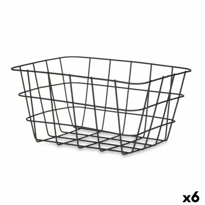 Cesta Multiusos Negro Metal 24,5 x 12 x 18 cm Rectangular (6 Unidades)