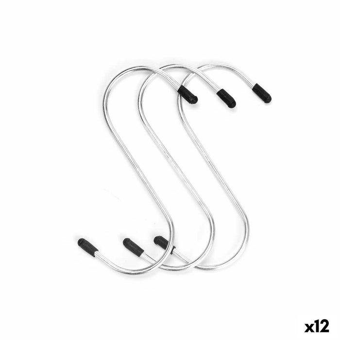 Hook for hanging up Set Silver Metal 12 cm (12 Units)