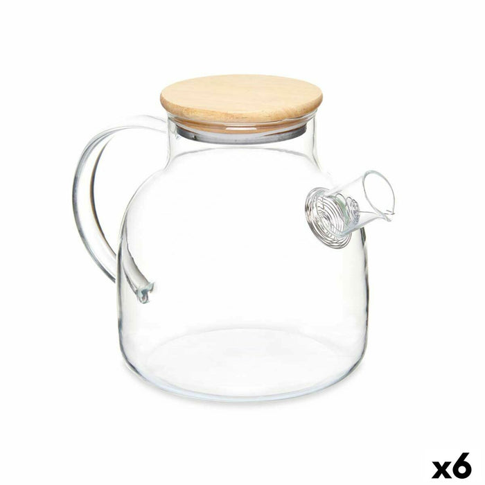 Jarra con Filtro para Infusiones Bambú Vidrio de Borosilicato 1,2 L 22 x 16 x 14 cm (6 Unidades)