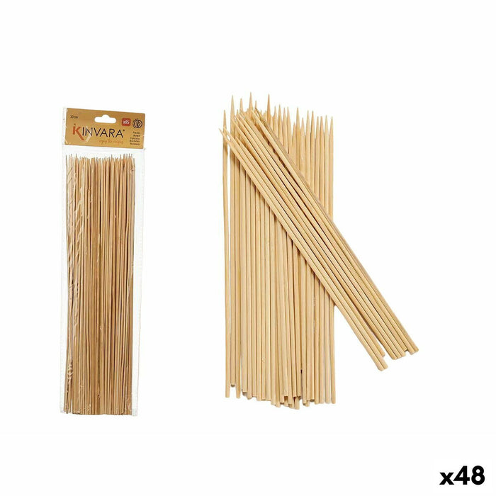 Set de Pinchos para Barbacoa Bambú 0,3 x 30 x 0,3 cm (48 Unidades)