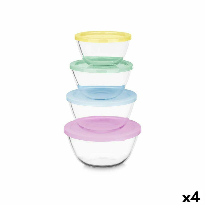 Ensemble de Boîtes à Lunch Verre Borosilicaté 800 ml 1 L 1,6 L 2,1 L (4 Unités)