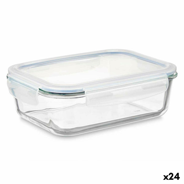 Fiambrera Transparente Silicona Vidrio de Borosilicato 640 ml 18,3 x 6,2 x 13,7 cm (24 Unidades)