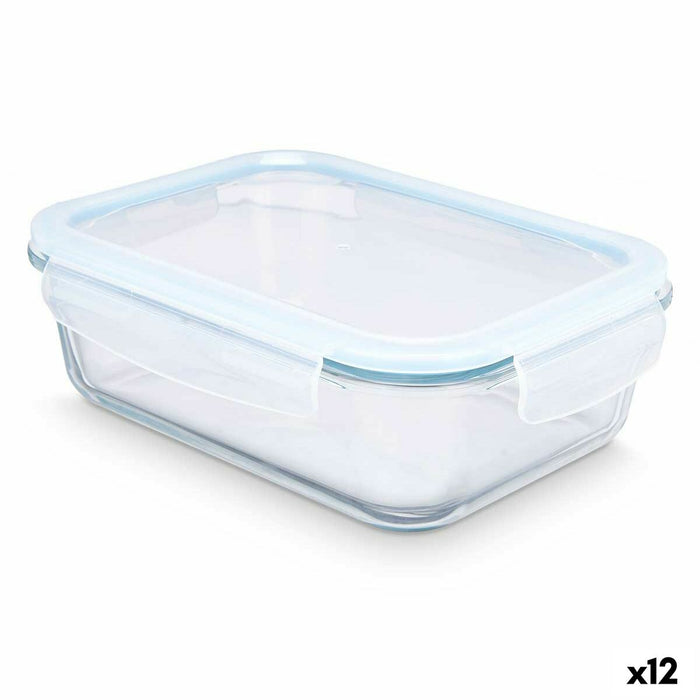 Fiambrera Transparente Silicona Vidrio de Borosilicato 1,5 L 24,5 x 7,6 x 19 cm (12 Unidades)