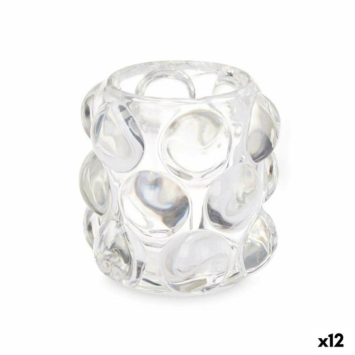 Bougeoir Microsphères Transparent Verre 8,4 x 9 x 8,4 cm (12 Unités)