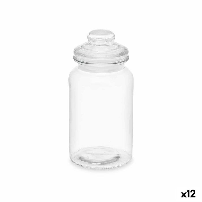 Tarro Transparente Vidrio 1,2 L (12 Unidades) Con Tapa