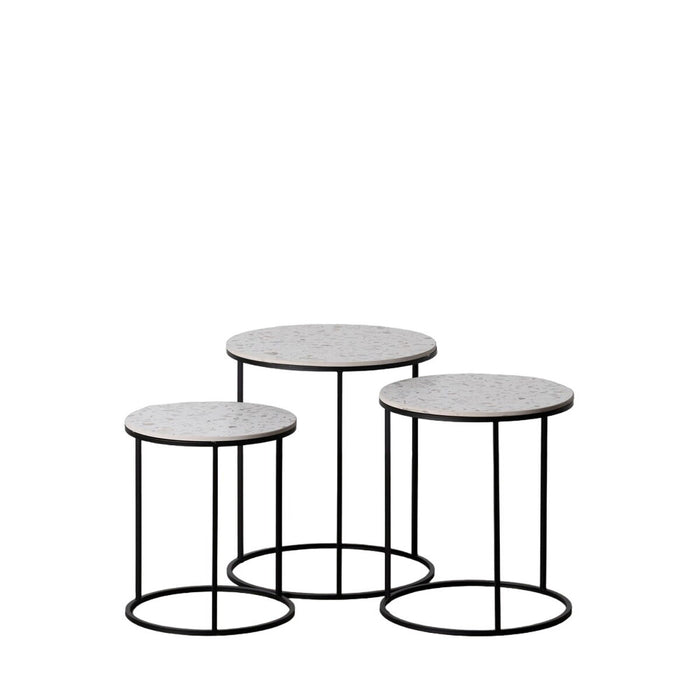 Jeu de 3 tables Noir Gris Fer 45 x 45 x 51 cm (3 Unités)