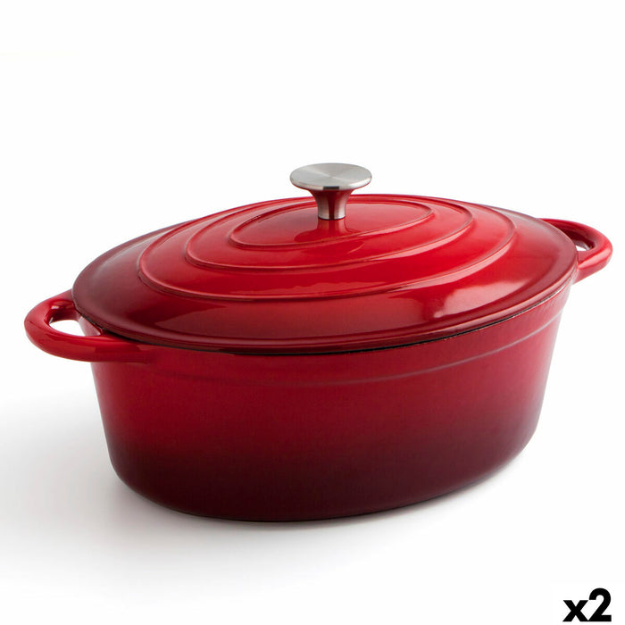 Cacerola Con Tapa Bidasoa Fierro Rojo 4,3 L 30 x 23 cm (2 Unidades)